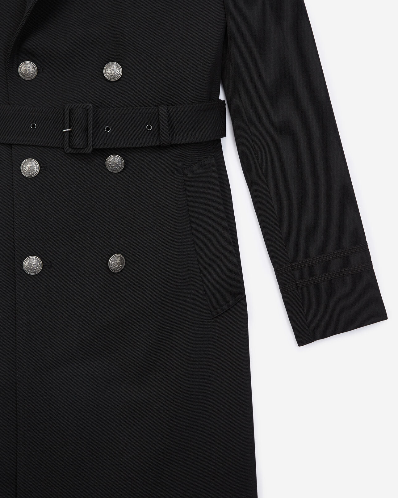 The Kooples MEN BLACK black wool coat with silver buttons