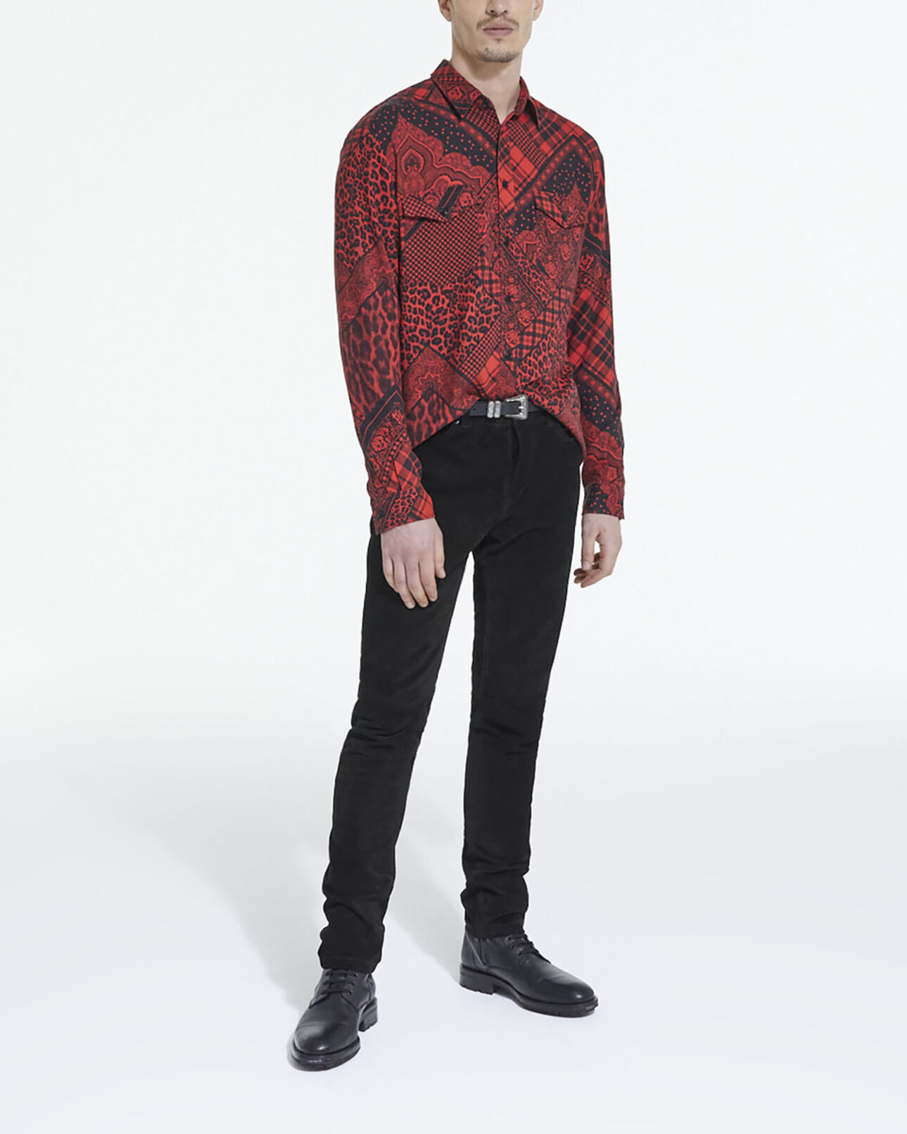 The Kooples HOMME BLACK - RED chemise col classique imprimée