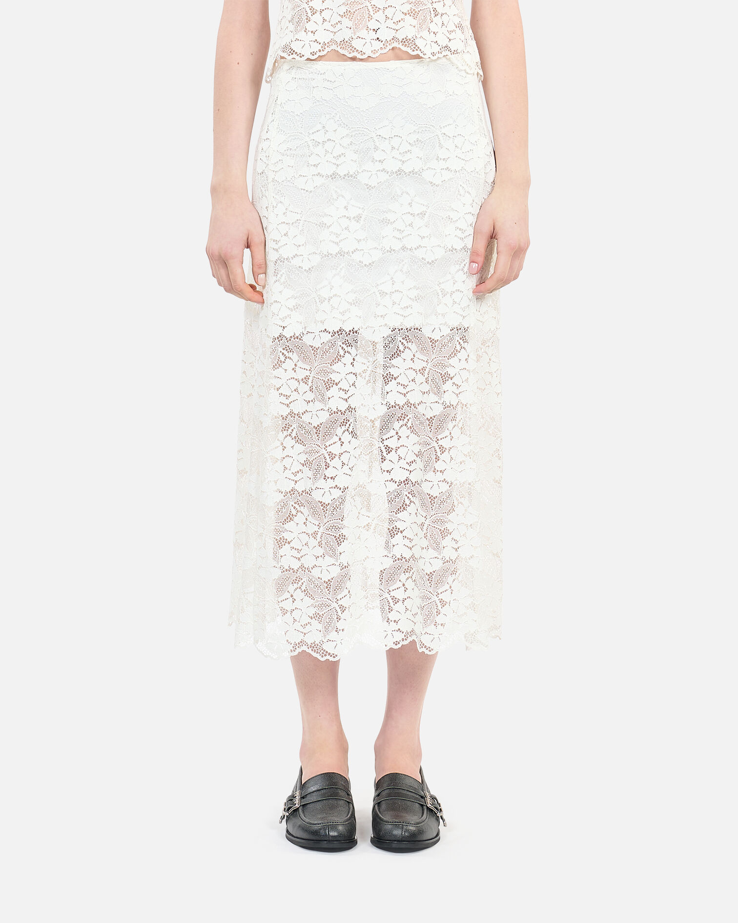 Long ecru lace skirt, ECRU, hi-res image number null