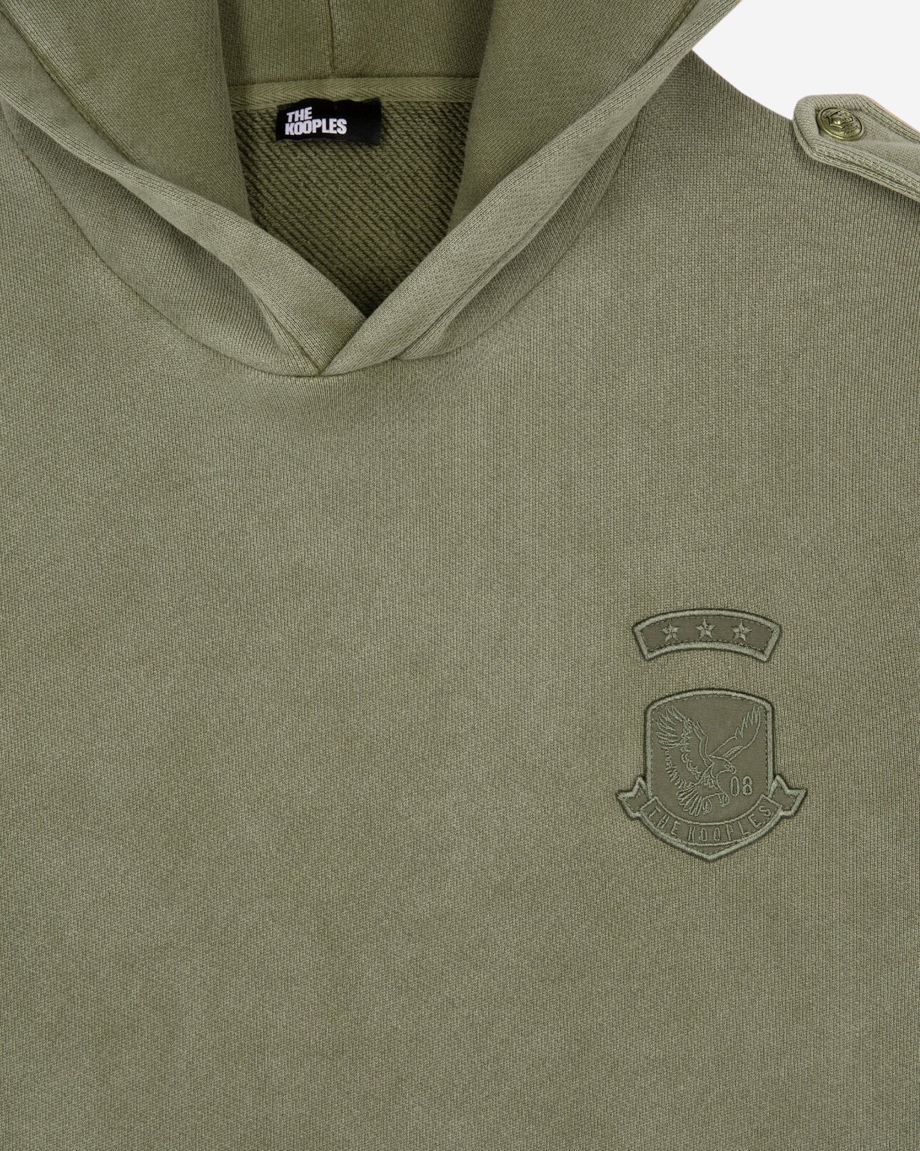 The Kooples HOMBRE KAKI sudadera con capucha y parches caqui