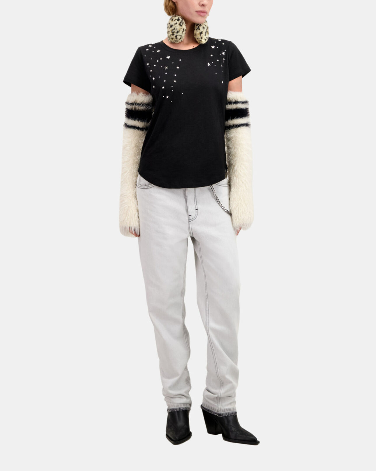 The Kooples FEMME BLACK t-shirt femme noir avec étoiles