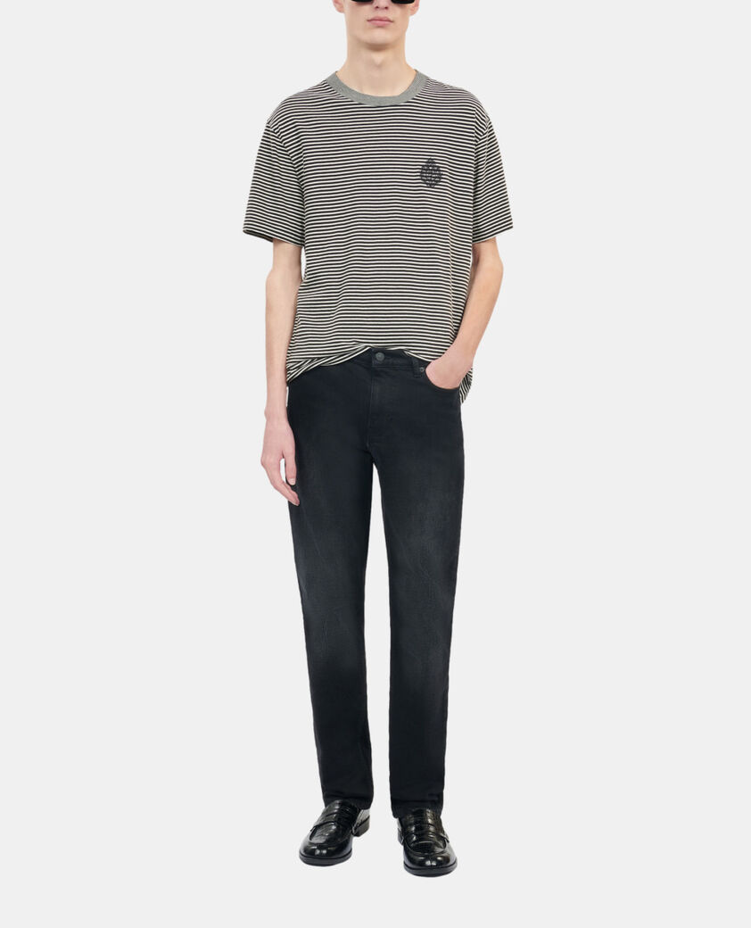 The Kooples HOMME BLACK / WHITE t-shirt blason &agrave; rayures 