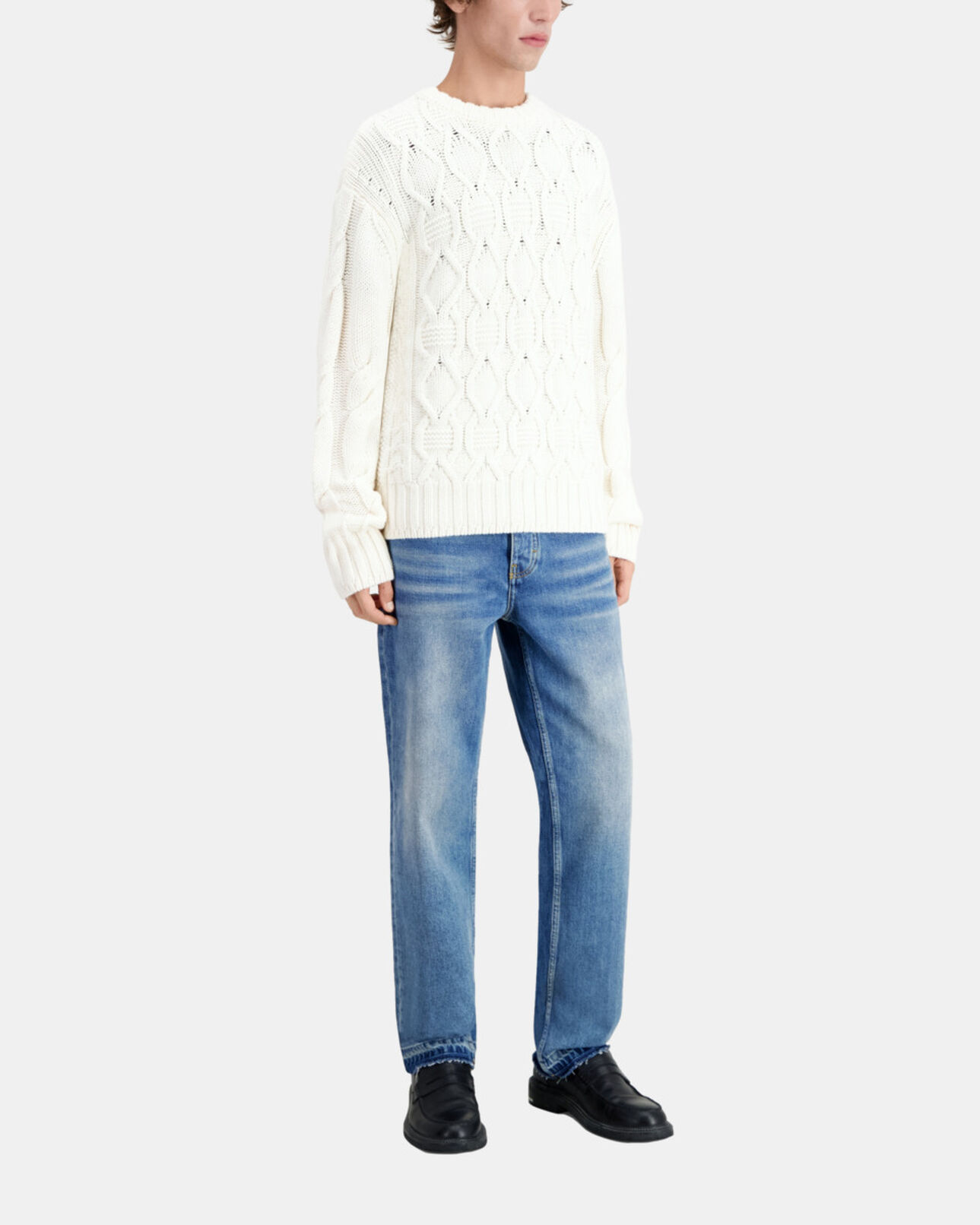 The Kooples HERREN ECRU ecrufarbener wollpullover mit zopfmuster