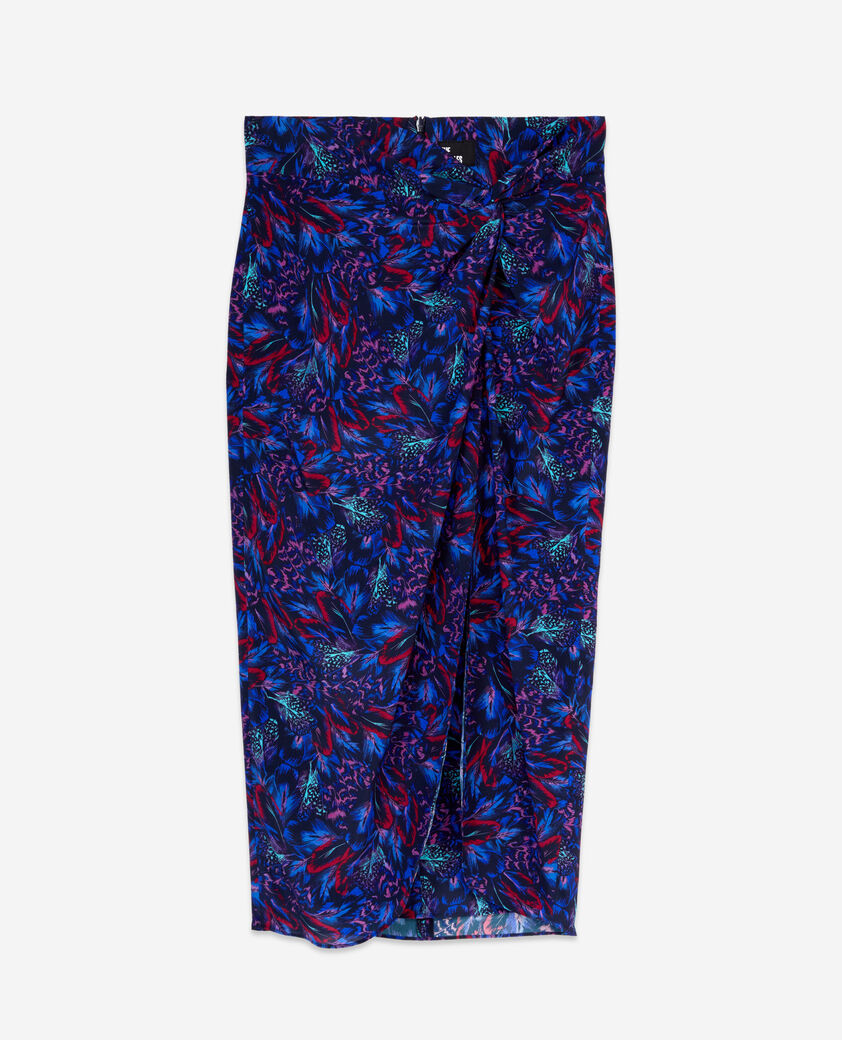 The Kooples FEMME BLUE RED jupe midi imprimée en soie