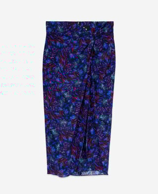 The Kooples FEMME BLUE RED jupe midi imprimée en soie