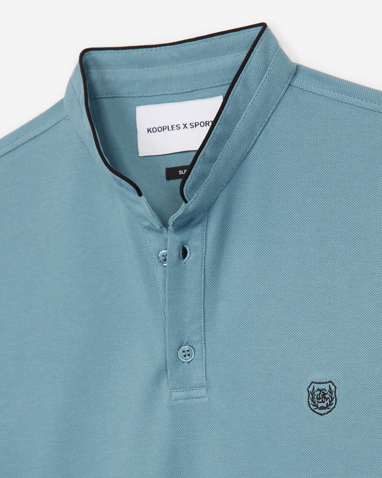 The Kooples HOMME STONE BLUE / BLACK polo coton bleu foncé broderie noire