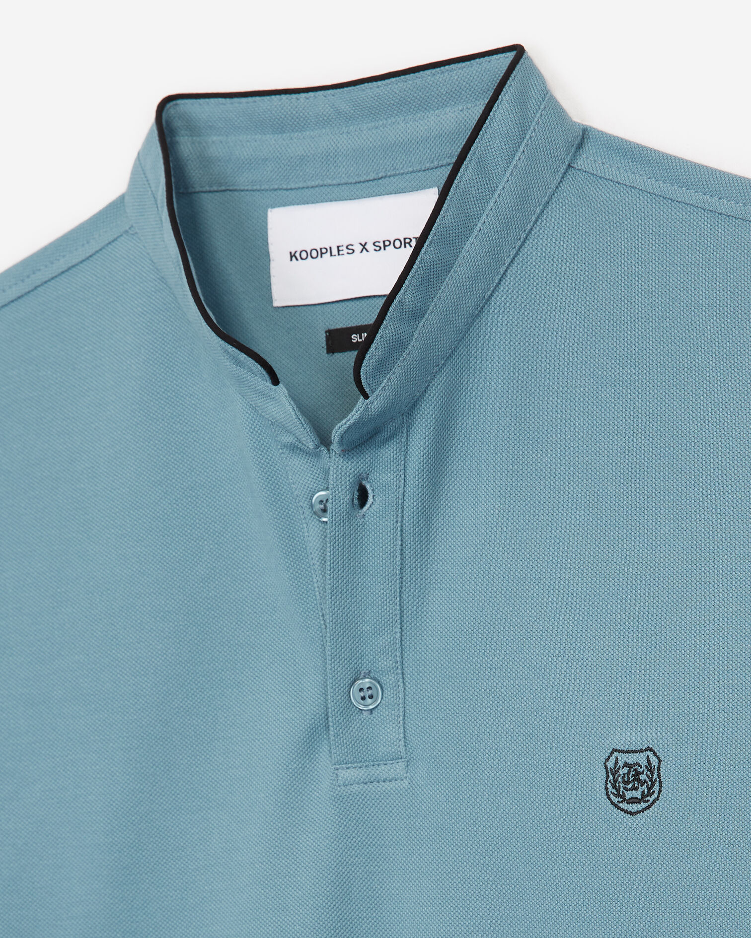 Polo coton bleu foncé broderie noire, STONE BLUE / BLACK, hi-res image number null