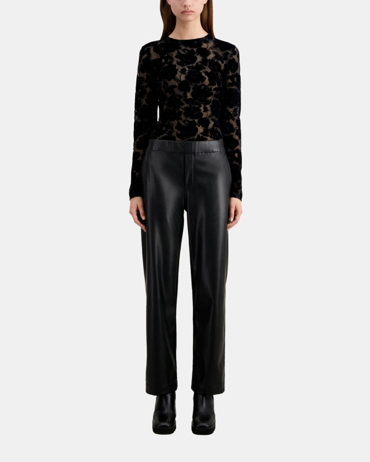 The Kooples DAMEN BLACK schwarze hose in lederoptik