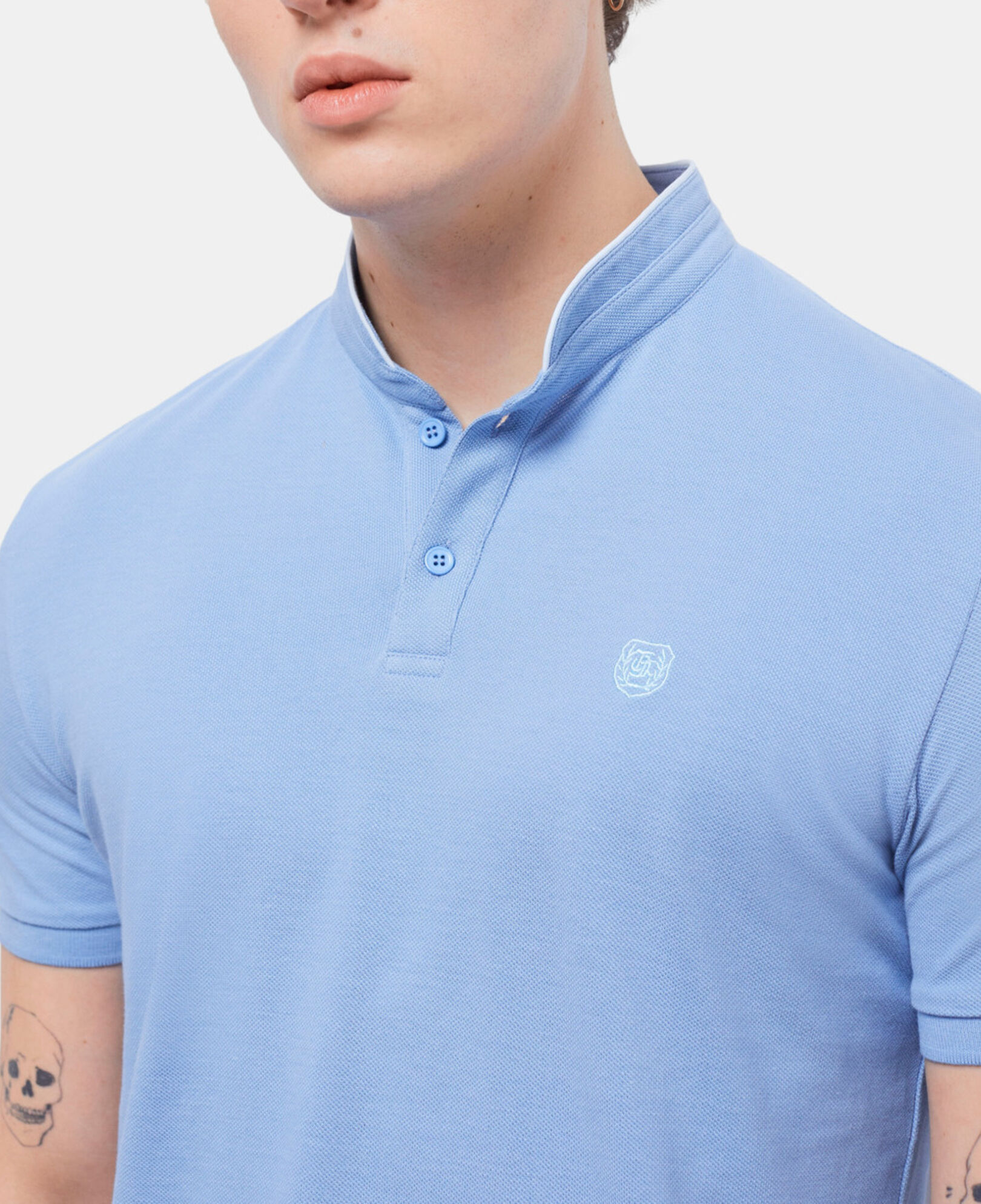 The Kooples H ALLURE BLUE / AQUA blue officer collar polo shirt
