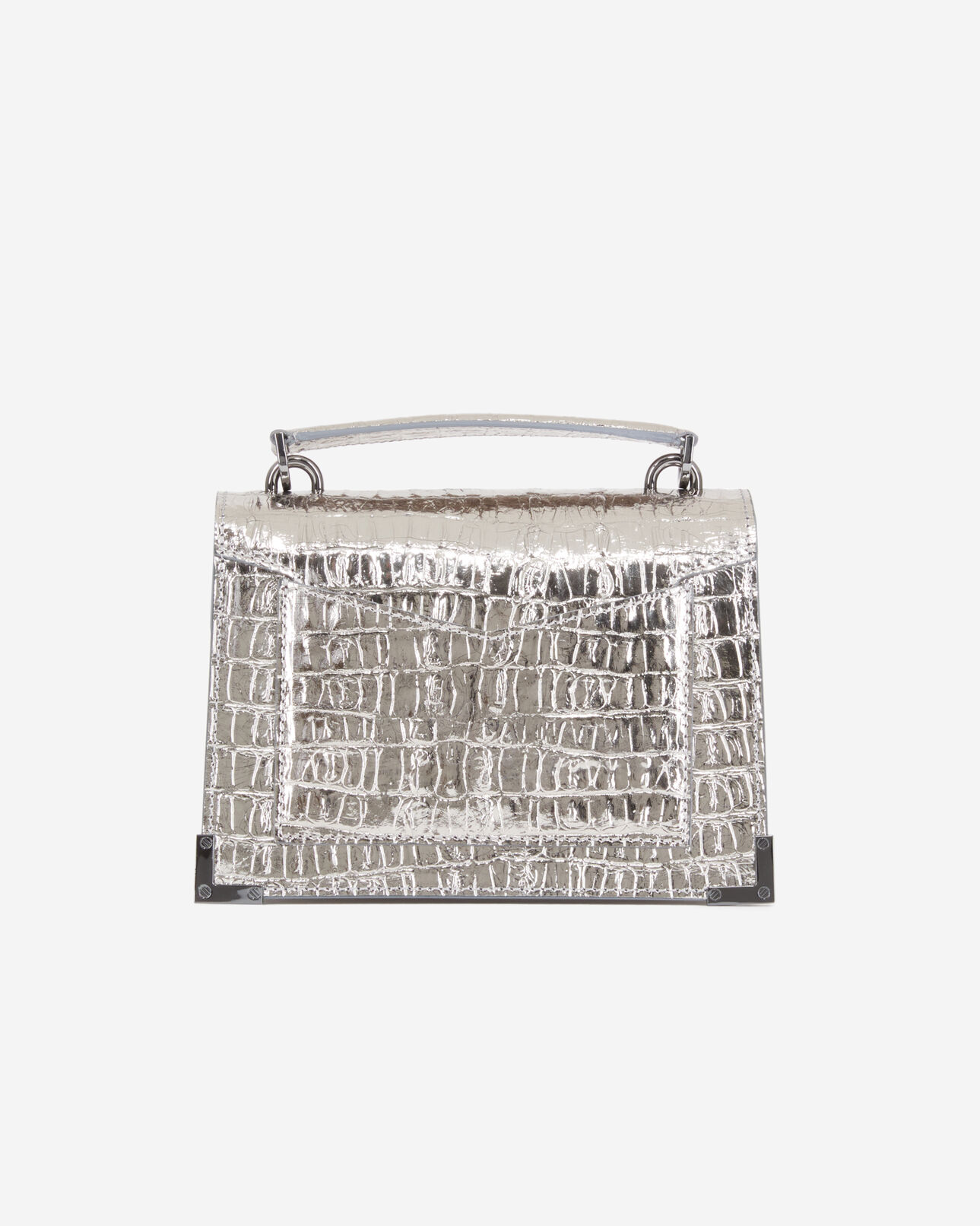 The Kooples WOMEN ANTIC SILVER emily small bag in silver crocodile-effect leather 