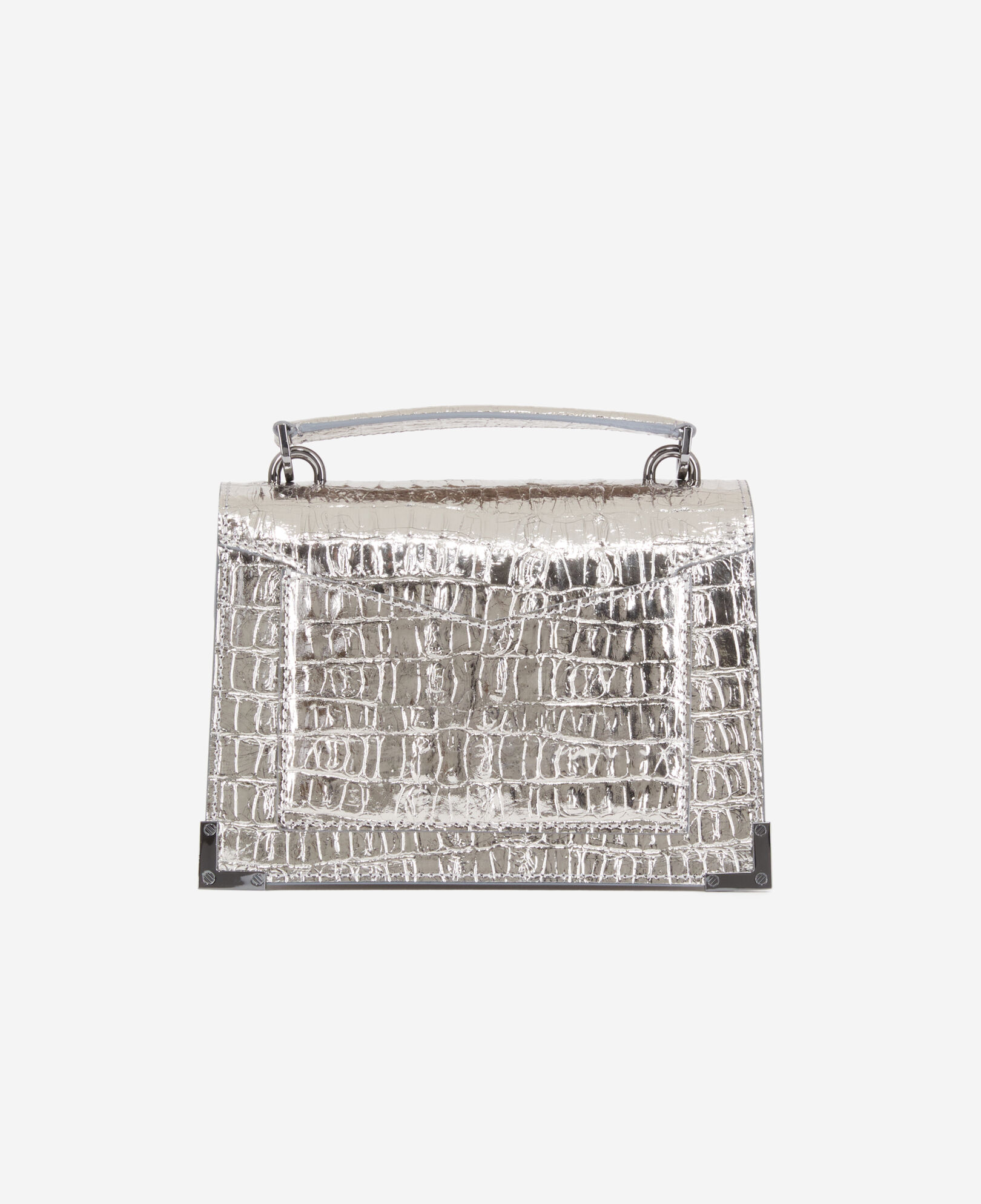 The Kooples WOMEN ANTIC SILVER emily small bag in silver crocodile-effect leather 