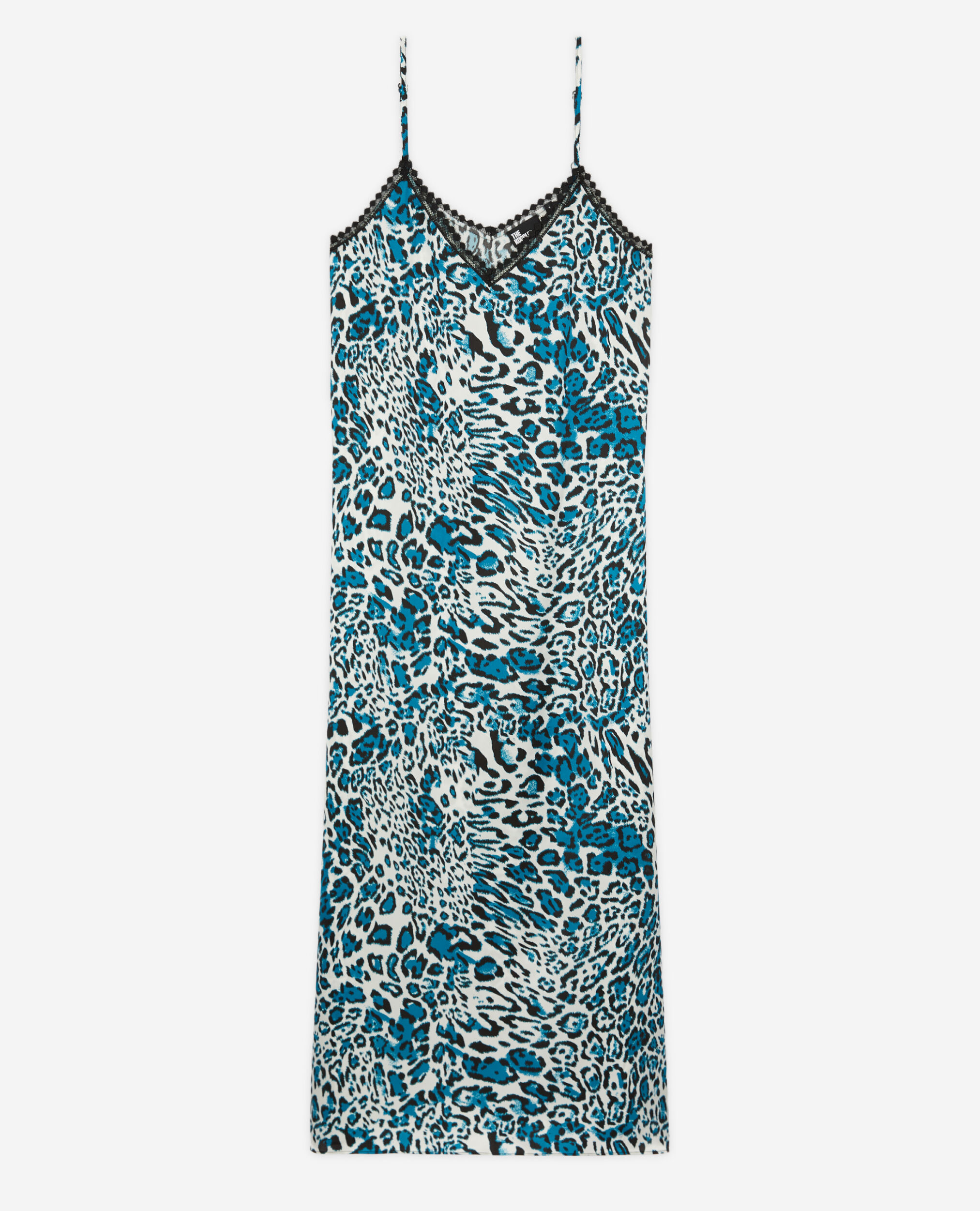 Robe nuisette longue en soie imprim e avec d tails en dentelle