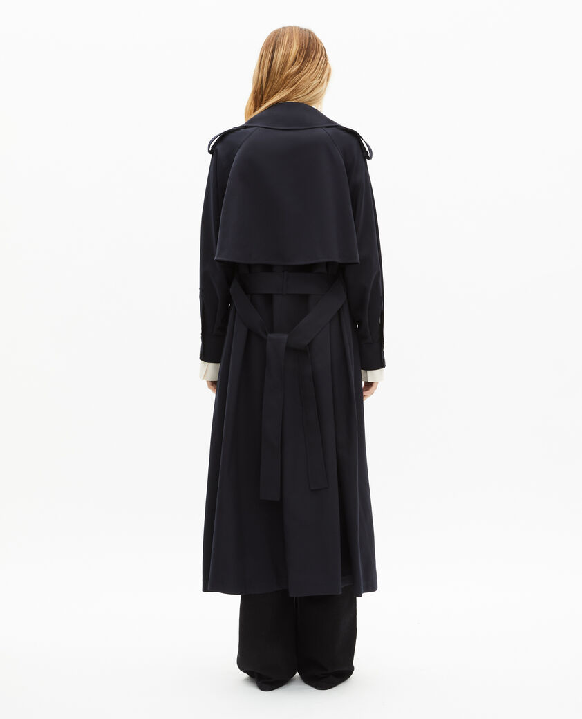The Kooples DAMEN NAVY fl&uuml;ssiger trenchcoat aus wollgemisch in marine