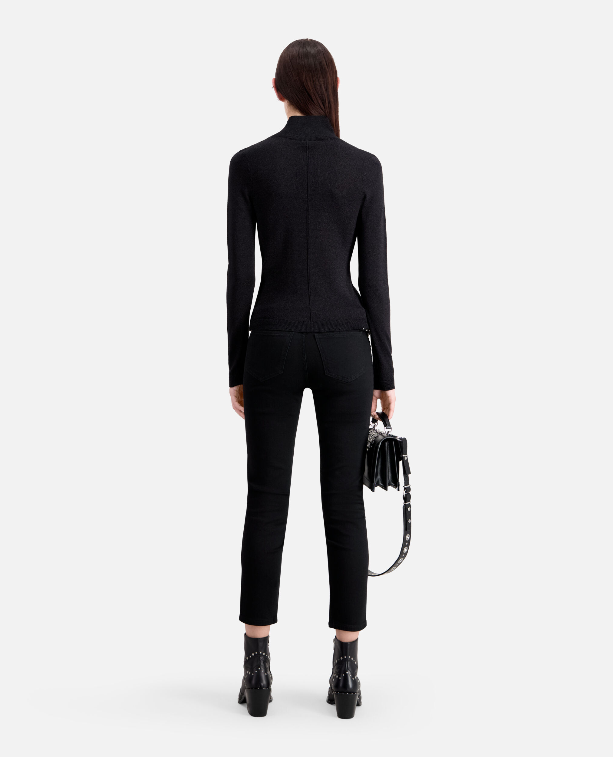 Schwarzer Pullover mit Pailletten-Effekt, BLACK, hi-res image number null