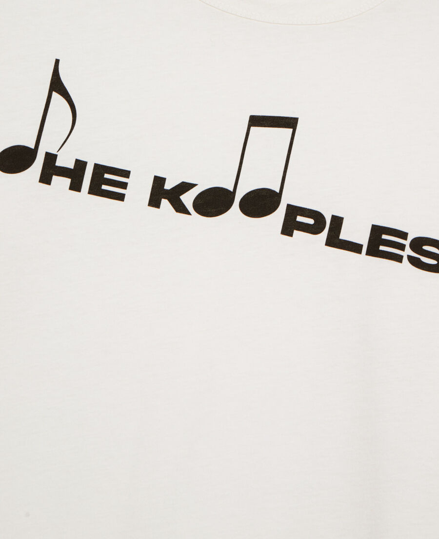 The Kooples HERREN ECRU lang&auml;rmeliges, wei&szlig;es t-shirt mit siebdruck