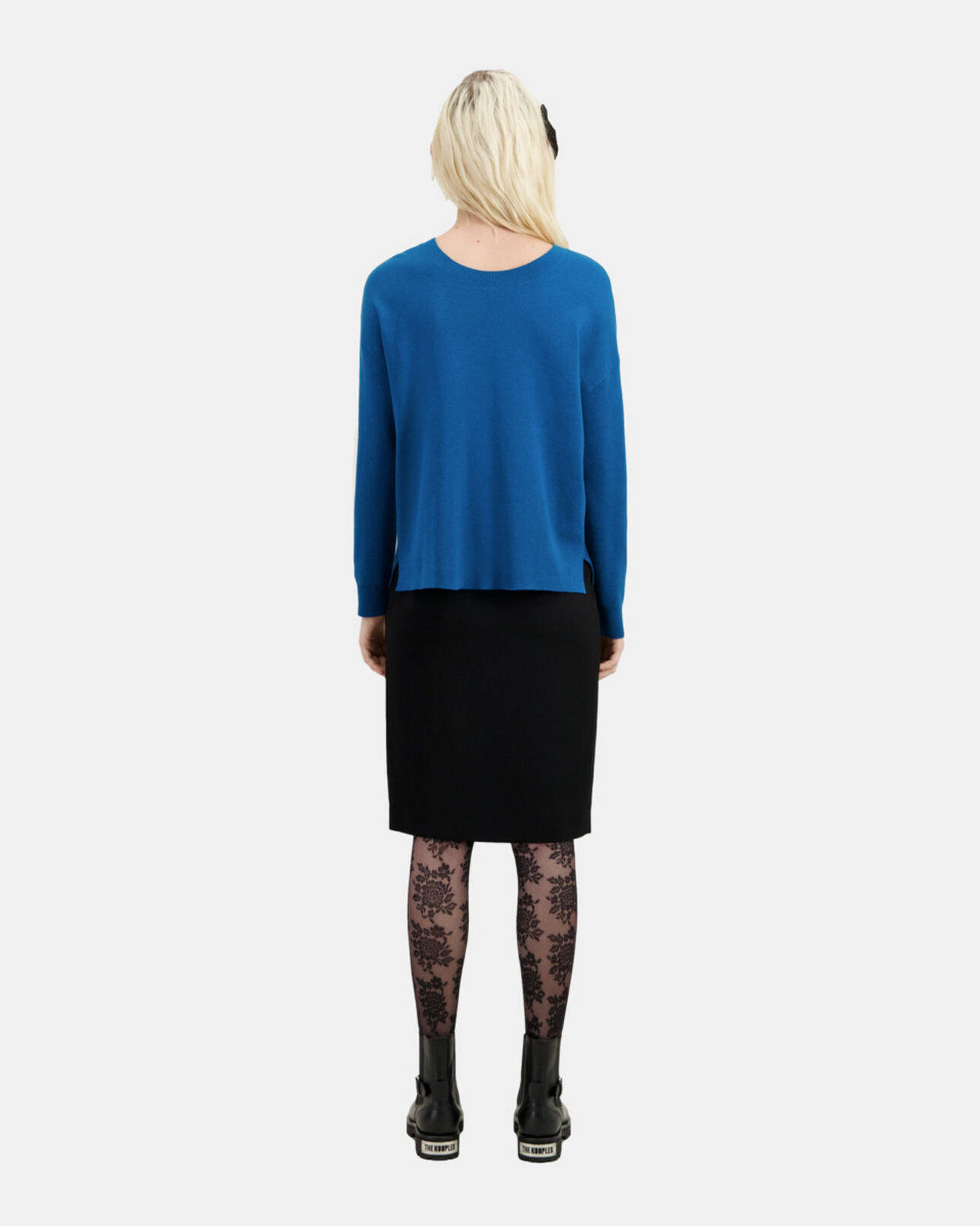The Kooples WOMEN MEDIUM BLUE blue sweater with buttoning on the back