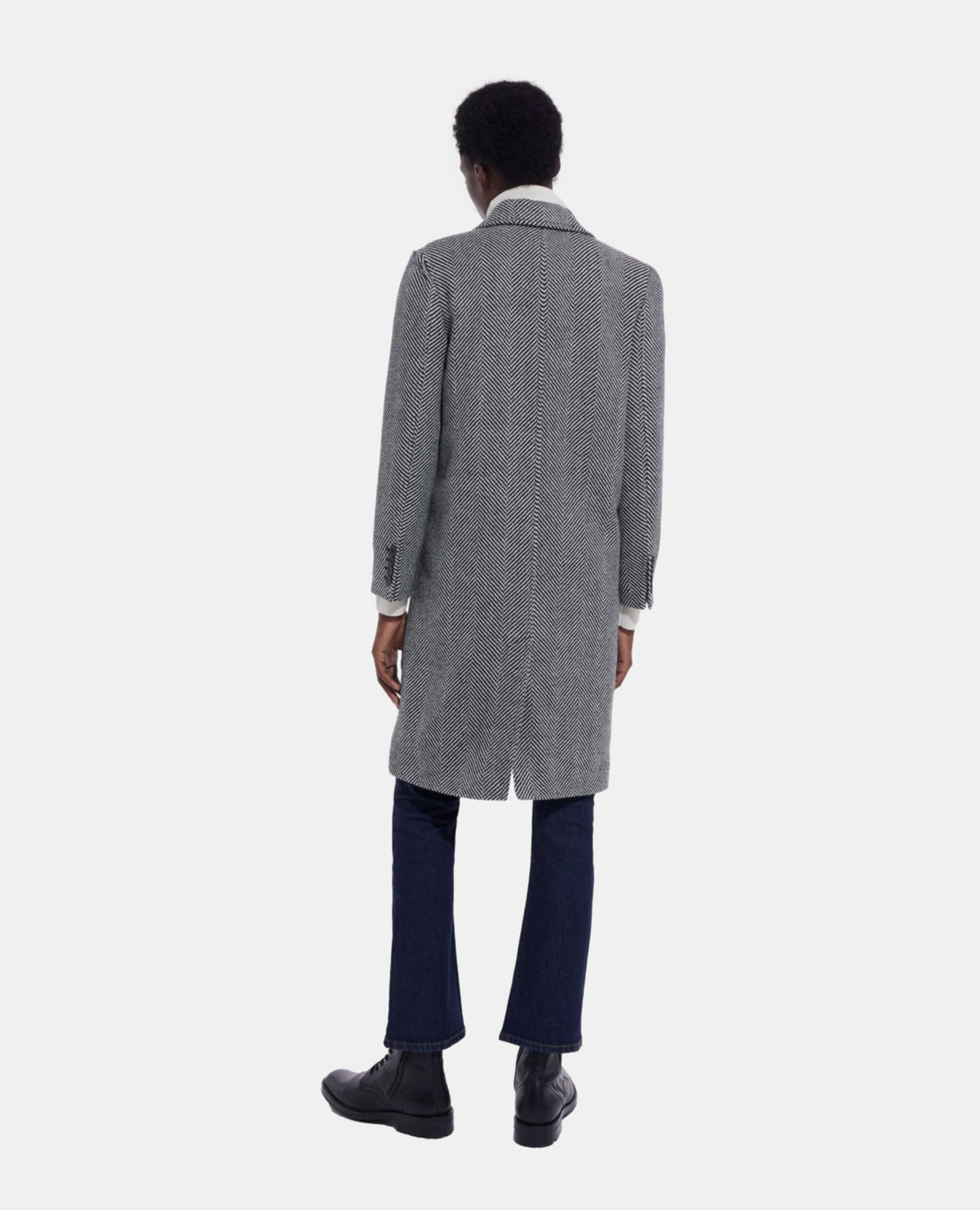 Manteau en laine à motif, BLACK WHITE, hi-res image number null