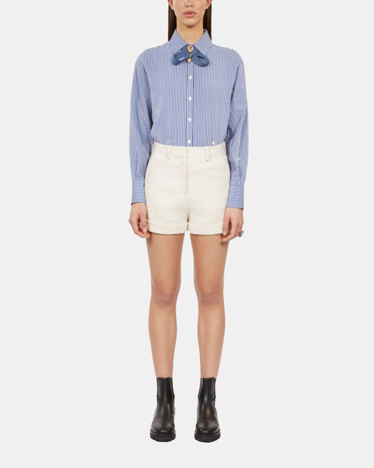 The Kooples WOMEN ECRU ecru tweed shorts