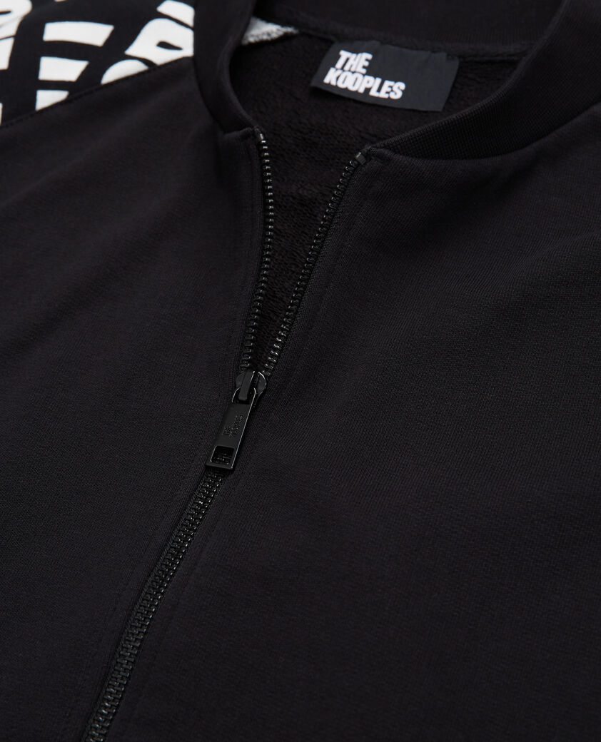 The Kooples HOMME BLACK / WHITE veste de survêtement noire tape logo