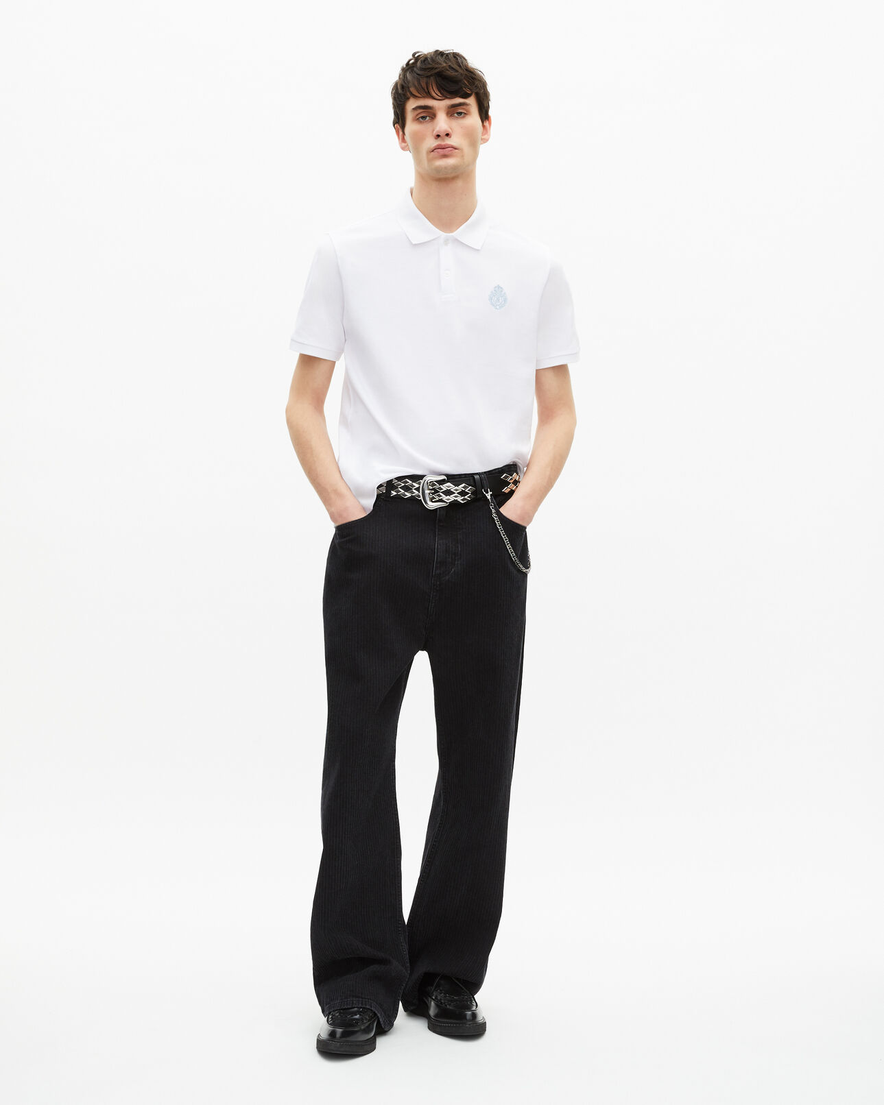 The Kooples HERREN WHITE piqué-poloshirt mit klassischem kragen weiß