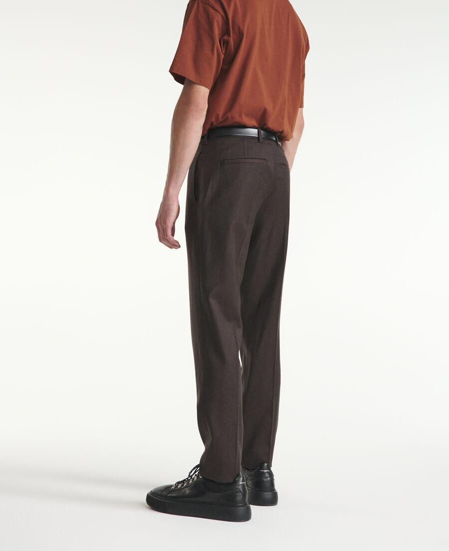 fitted brown suit pants in wool