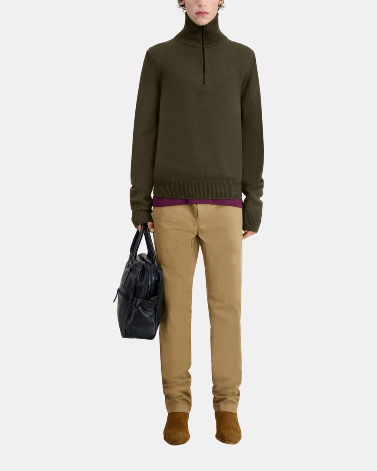 The Kooples HOMME KAKI pull kaki en laine