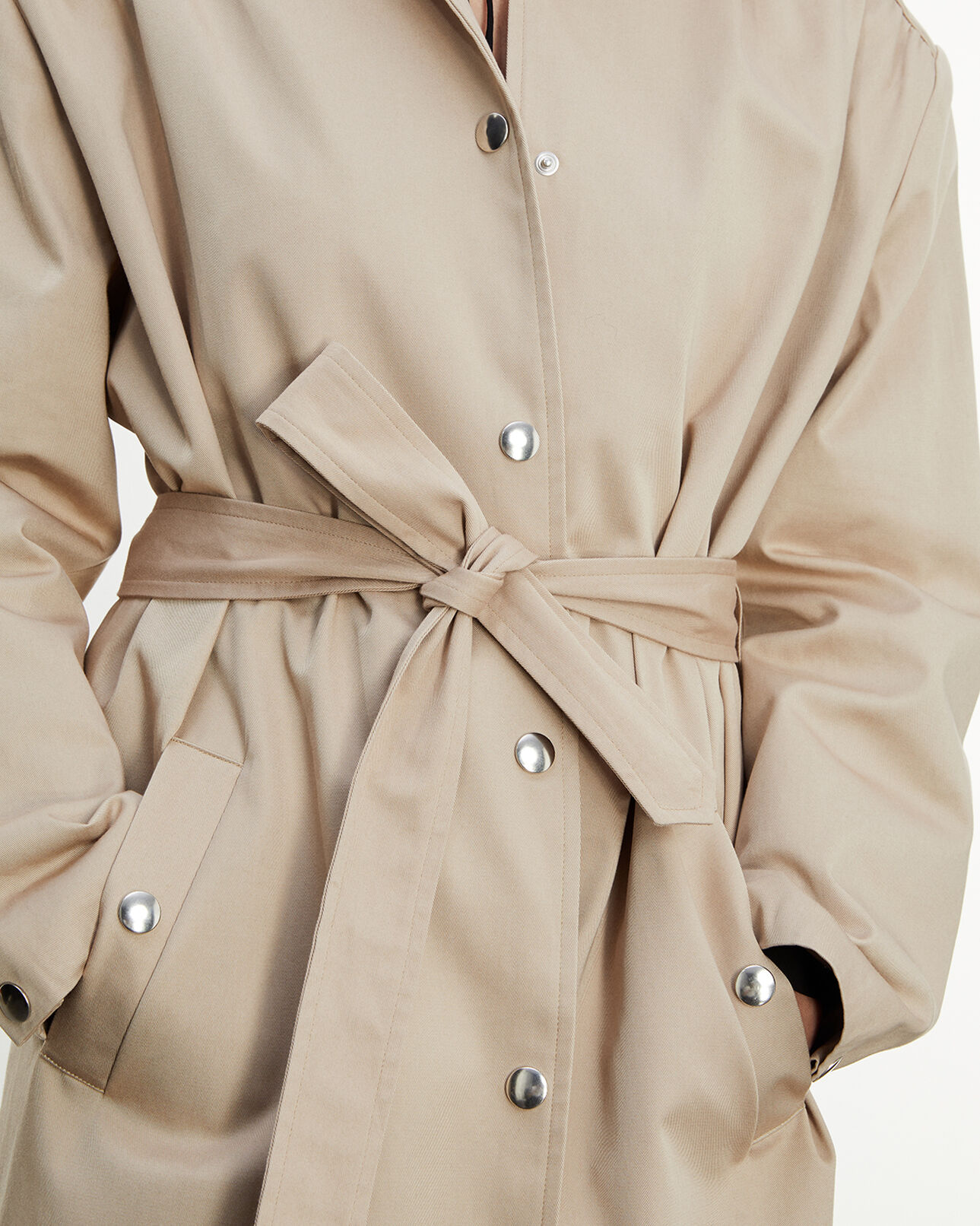 The Kooples FEMME BEIGE manteau coton beige coupe trench