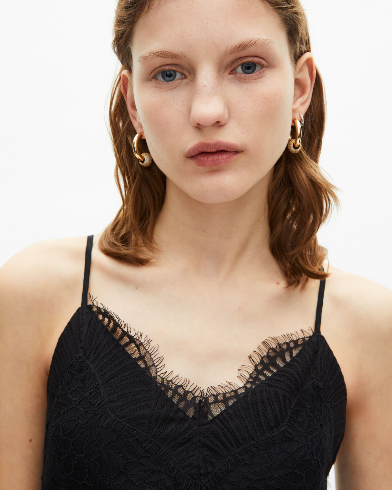 The Kooples WOMEN BLACK short dress with black lace detail
