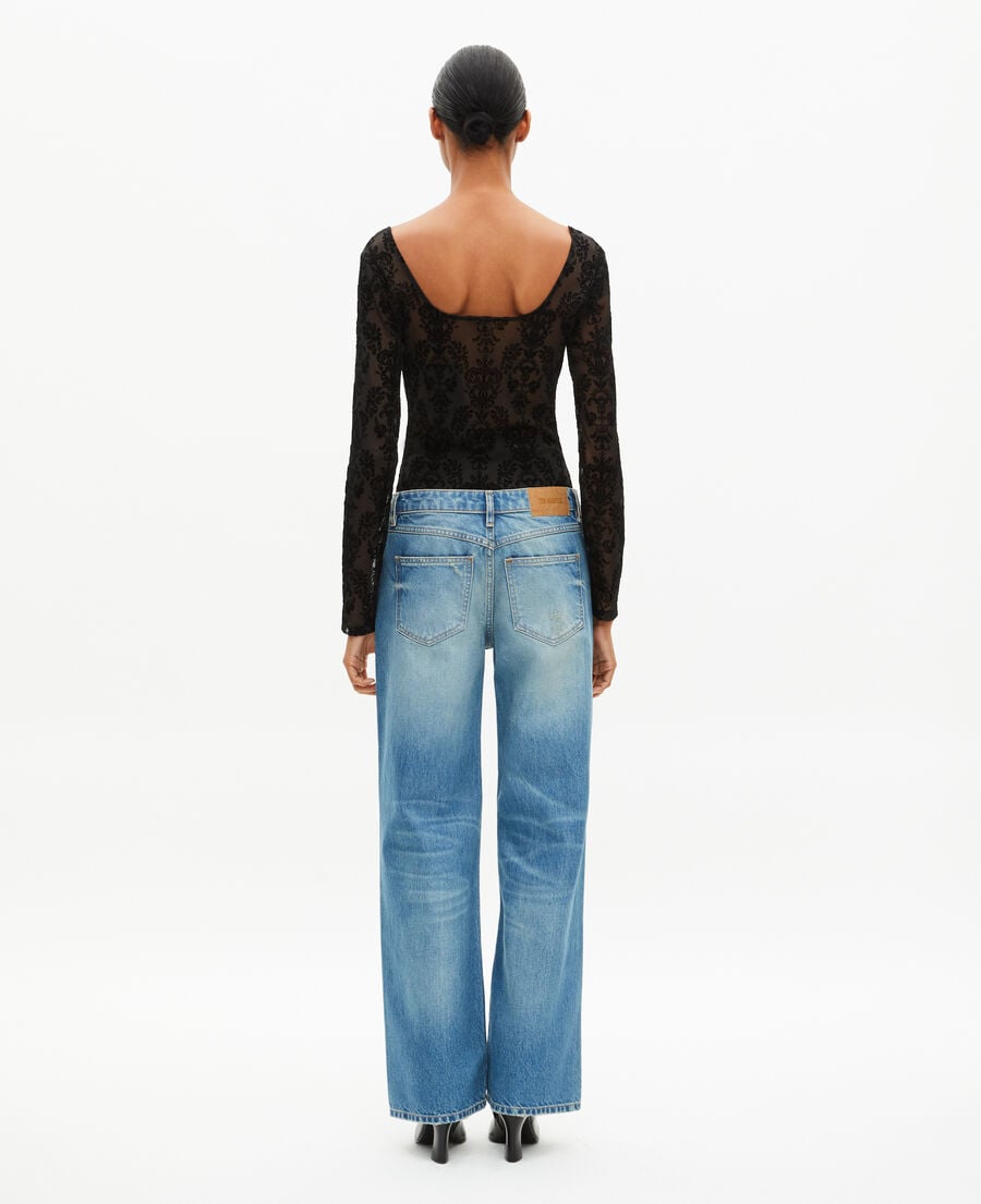 The Kooples FEMME BLACK body en mesh avec flocages noir