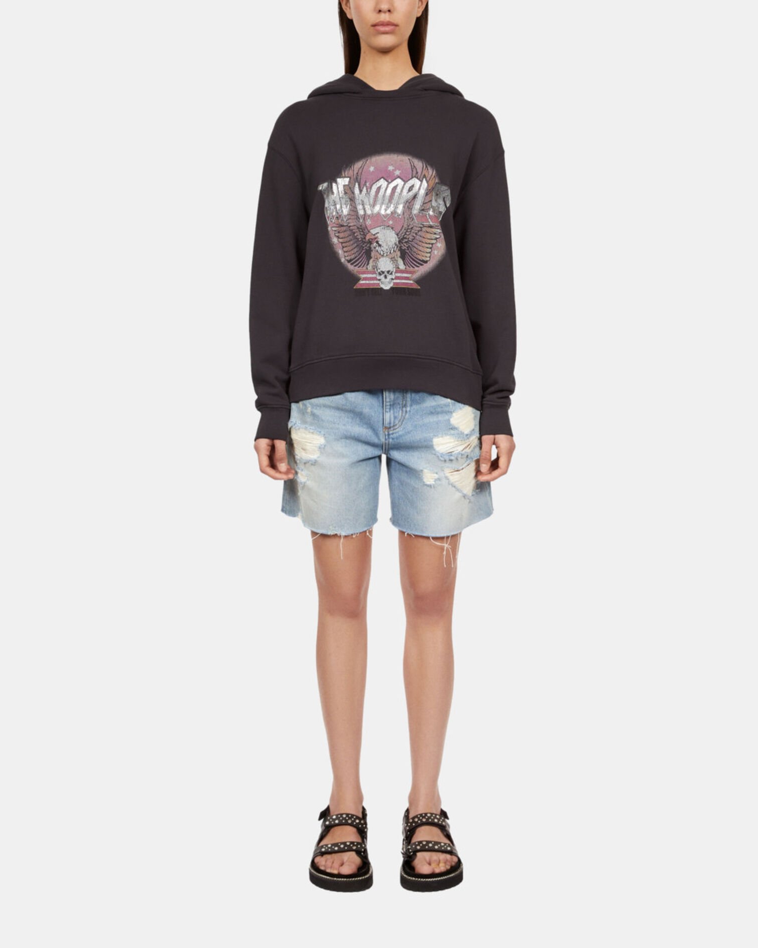 Sweatshirt à capuche gris carbone, CARBONE, hi-res image number null