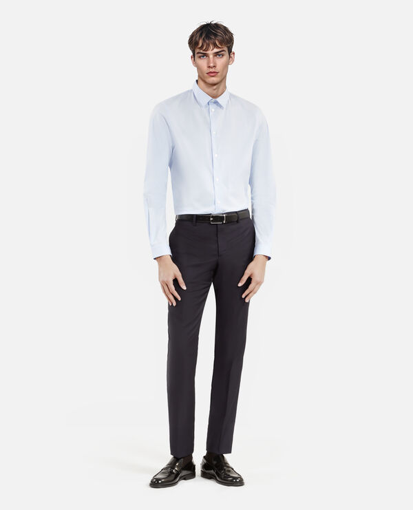 pantalon de costume en laine bleu marine