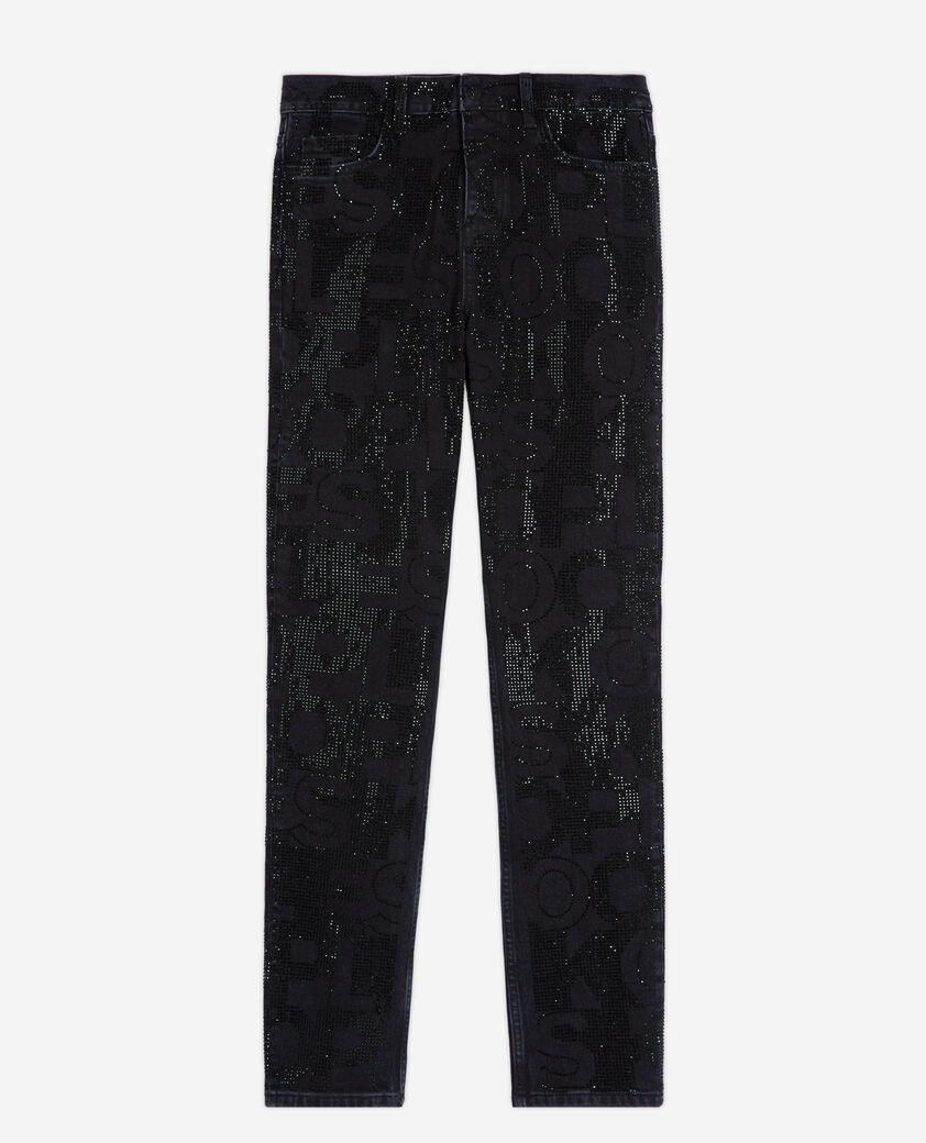The Kooples HOMME BLACK WASHED jean slim à strass noir