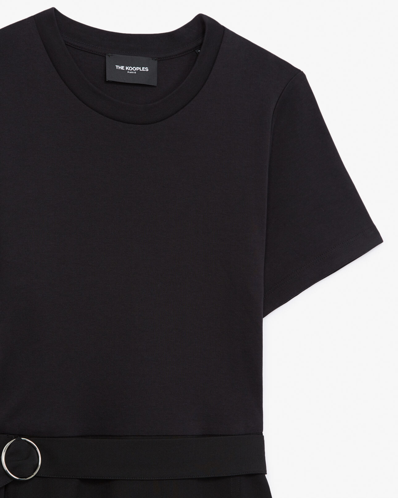 The Kooples WOMEN BLACK dual-material black dress with belt