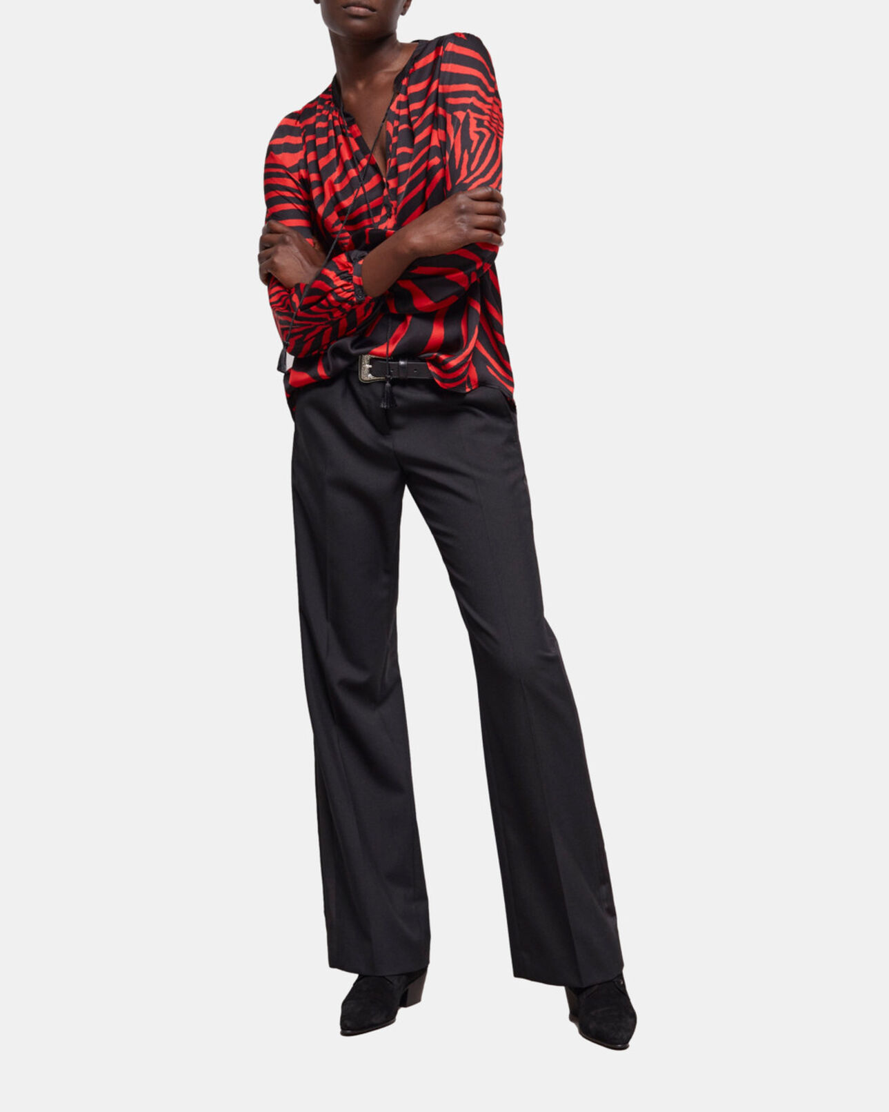 The Kooples FEMME BLACK - RED blouse imprimée zébré rouge