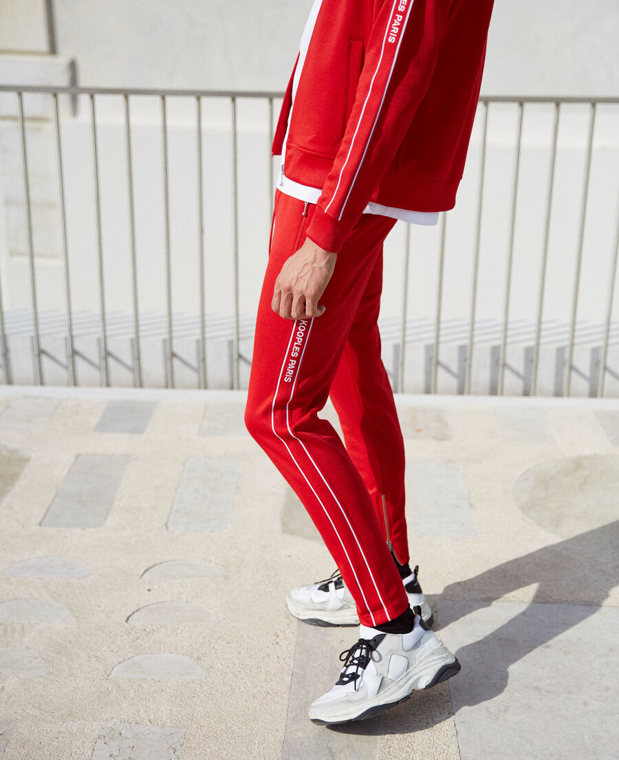 Rote Jogginghose mit Skinny-Fit-Passform, rotem Streifen, Logo und  Reißverschluss | The Kooples