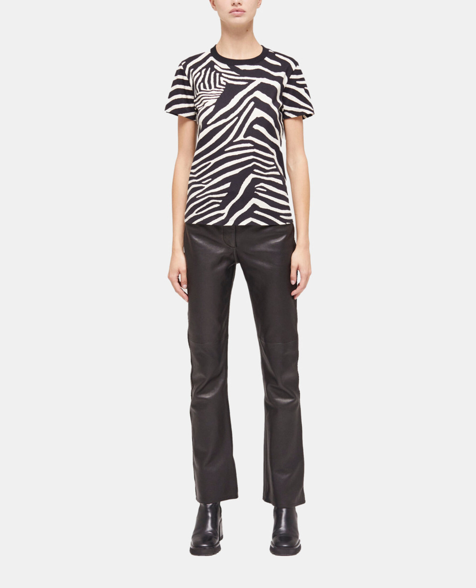 Women's printed t-shirt, BLACK / WHITE, hi-res image number null