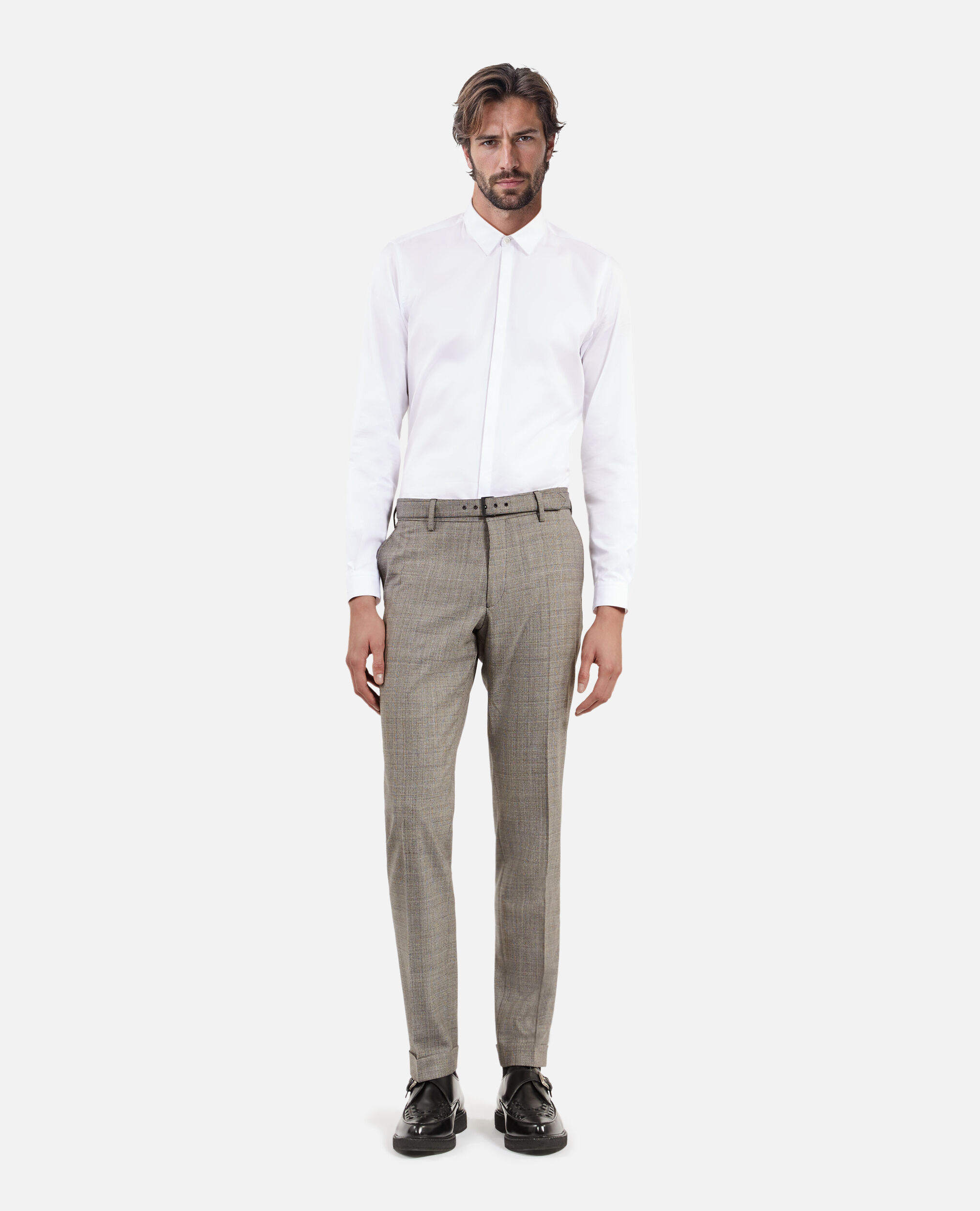 Beige Anzughose aus Prince-of-Wales-Wolle, BEIGE MELANGE, hi-res image number null