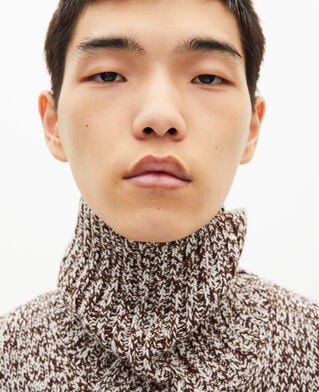 The Kooples MEN BEIGE-BROWN beige and white turtleneck sweater