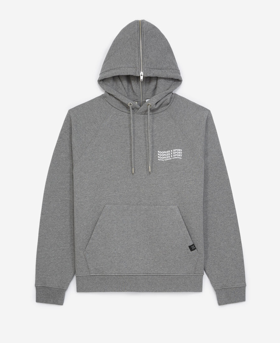 flecked gray hoodie in cotton with logo