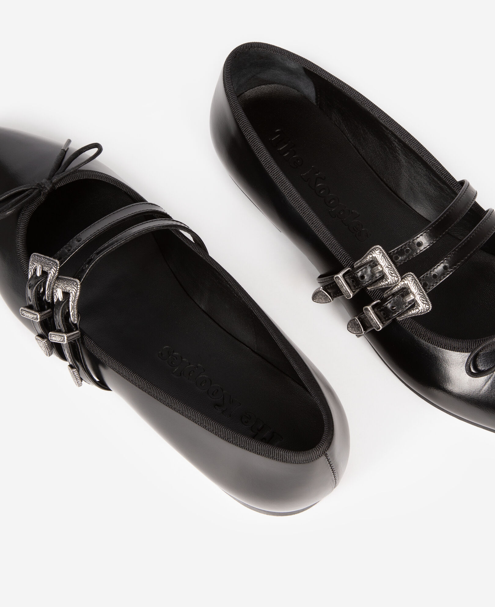 The Kooples WOMEN BLACK black leather flat ballerinas