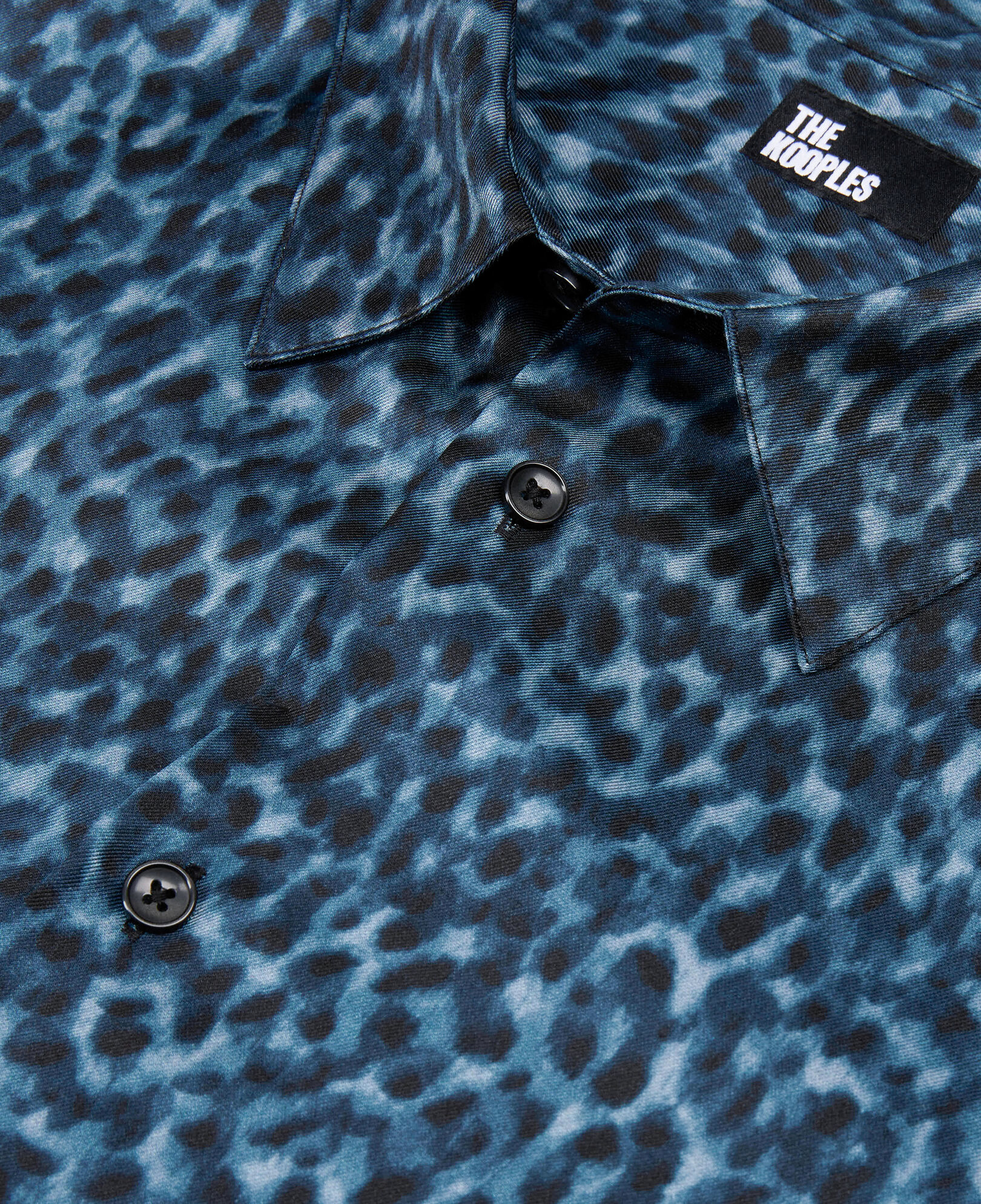 The Kooples MEN BLUE leopard print silk blend shirt