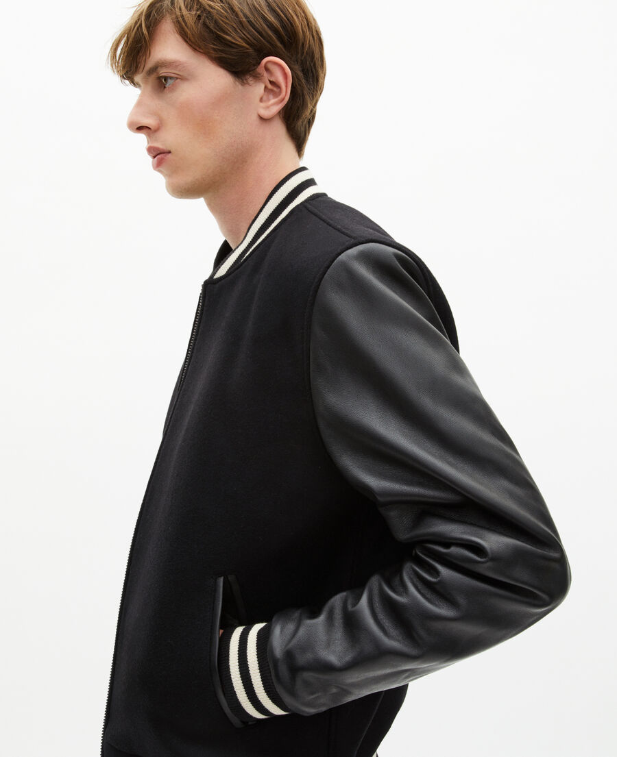 The Kooples MEN BLACK black varsity wool jacket