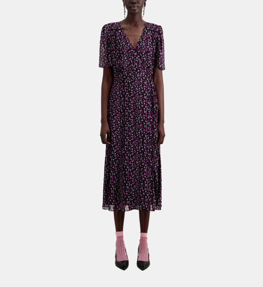 The kooples long 2025 floral wrap dress