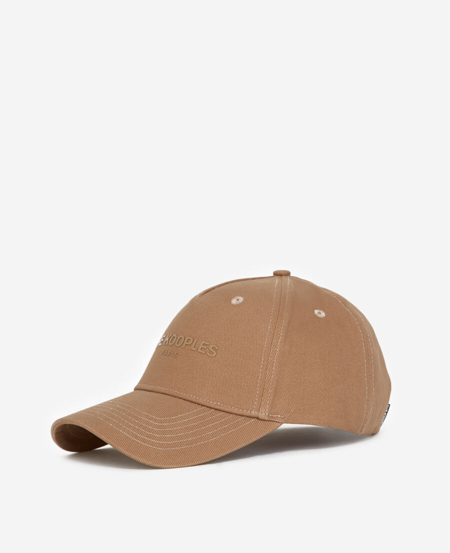 gorra de algodón beige con logo