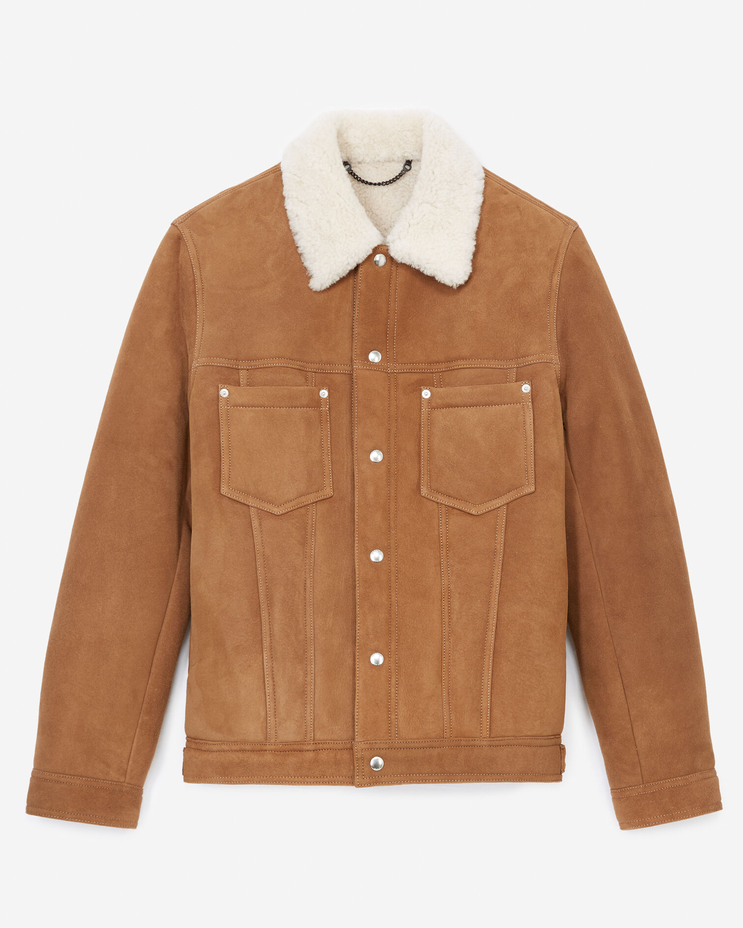Beige suede jacket with sheepskin collar, BEIGE, hi-res image number null