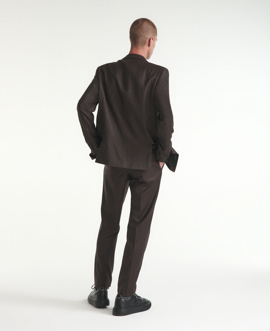 fitted brown suit pants in wool