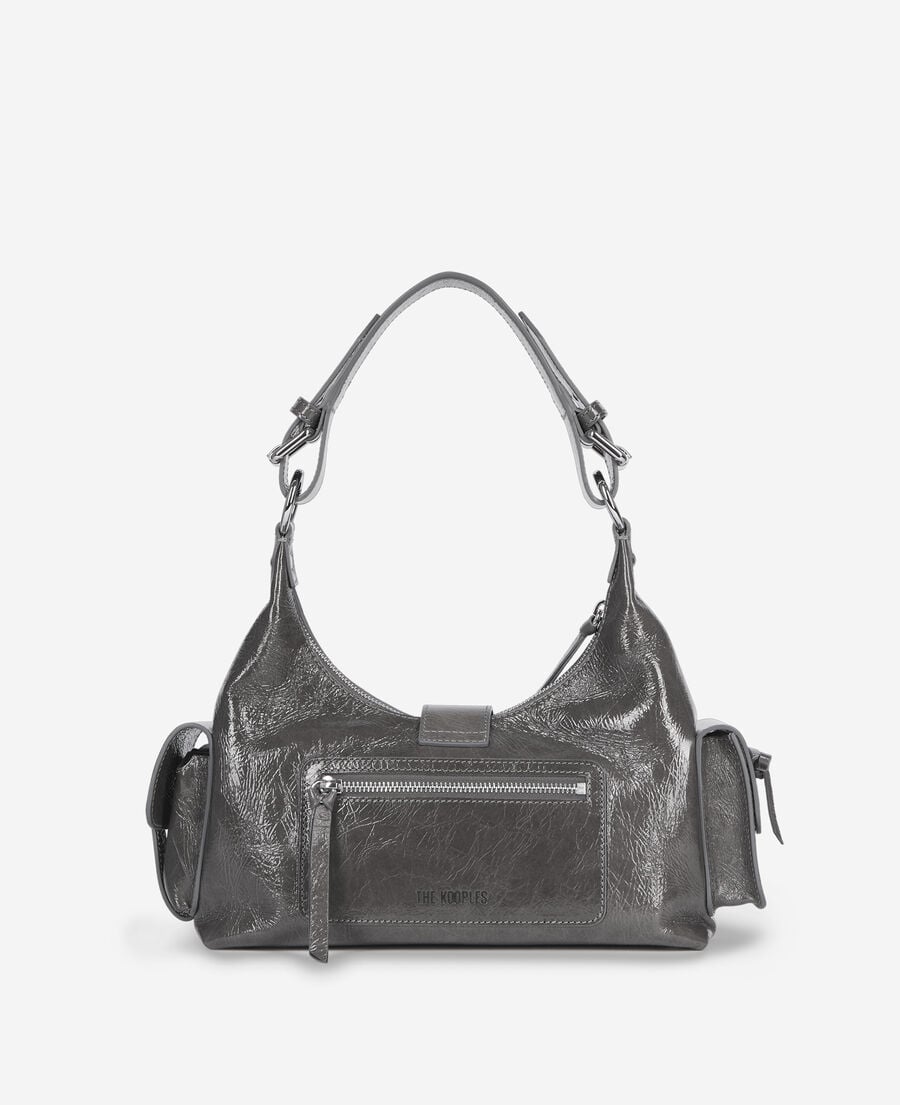 The Kooples FEMME GREY sac amelia en cuir craquelé gris