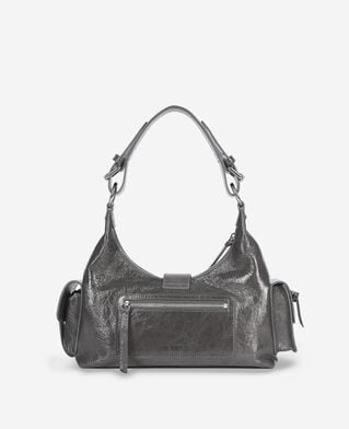 The Kooples FEMME GREY sac amelia en cuir craquelé gris
