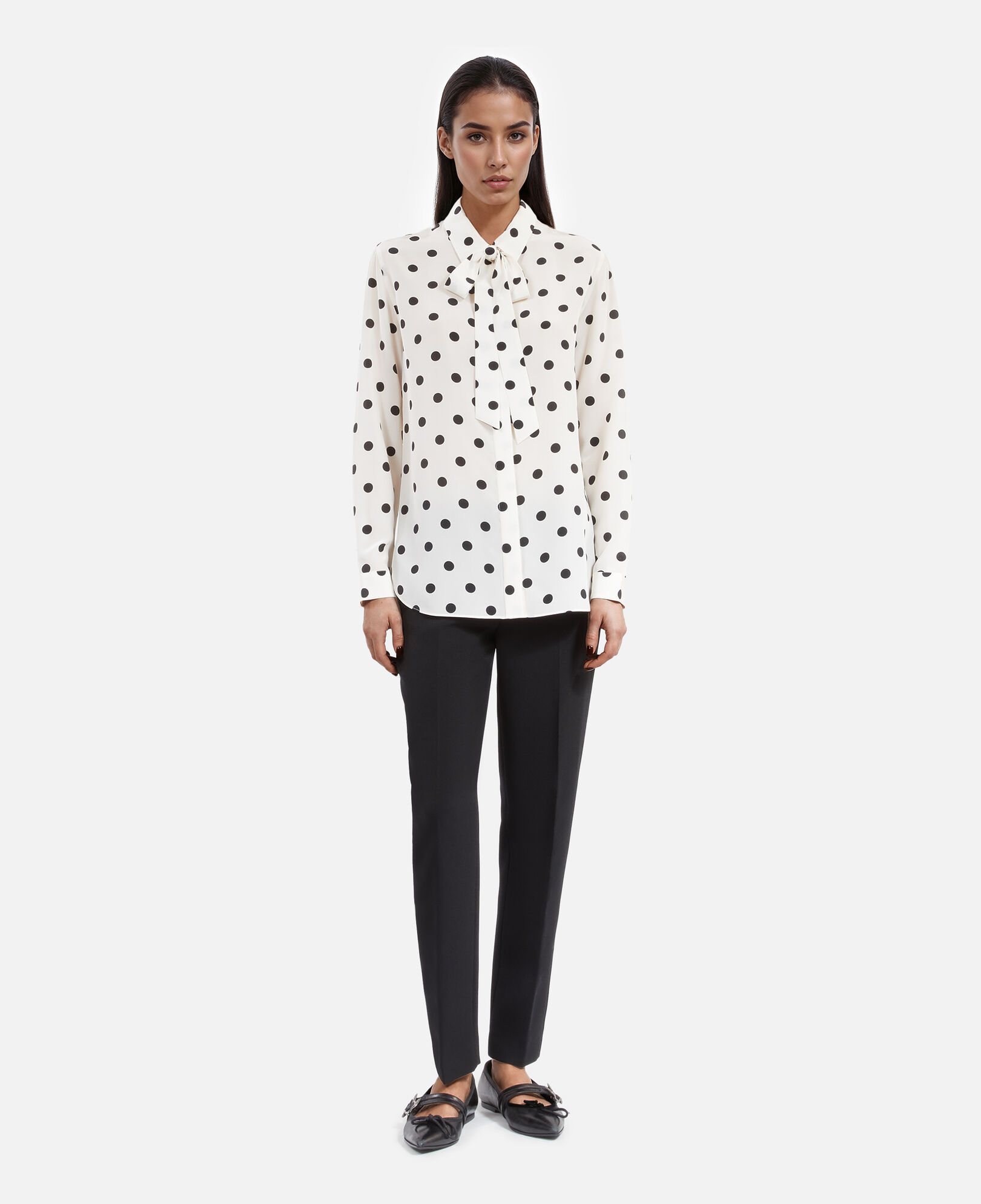 The Kooples WOMEN WHITE / BLACK white polka dot silk shirt
