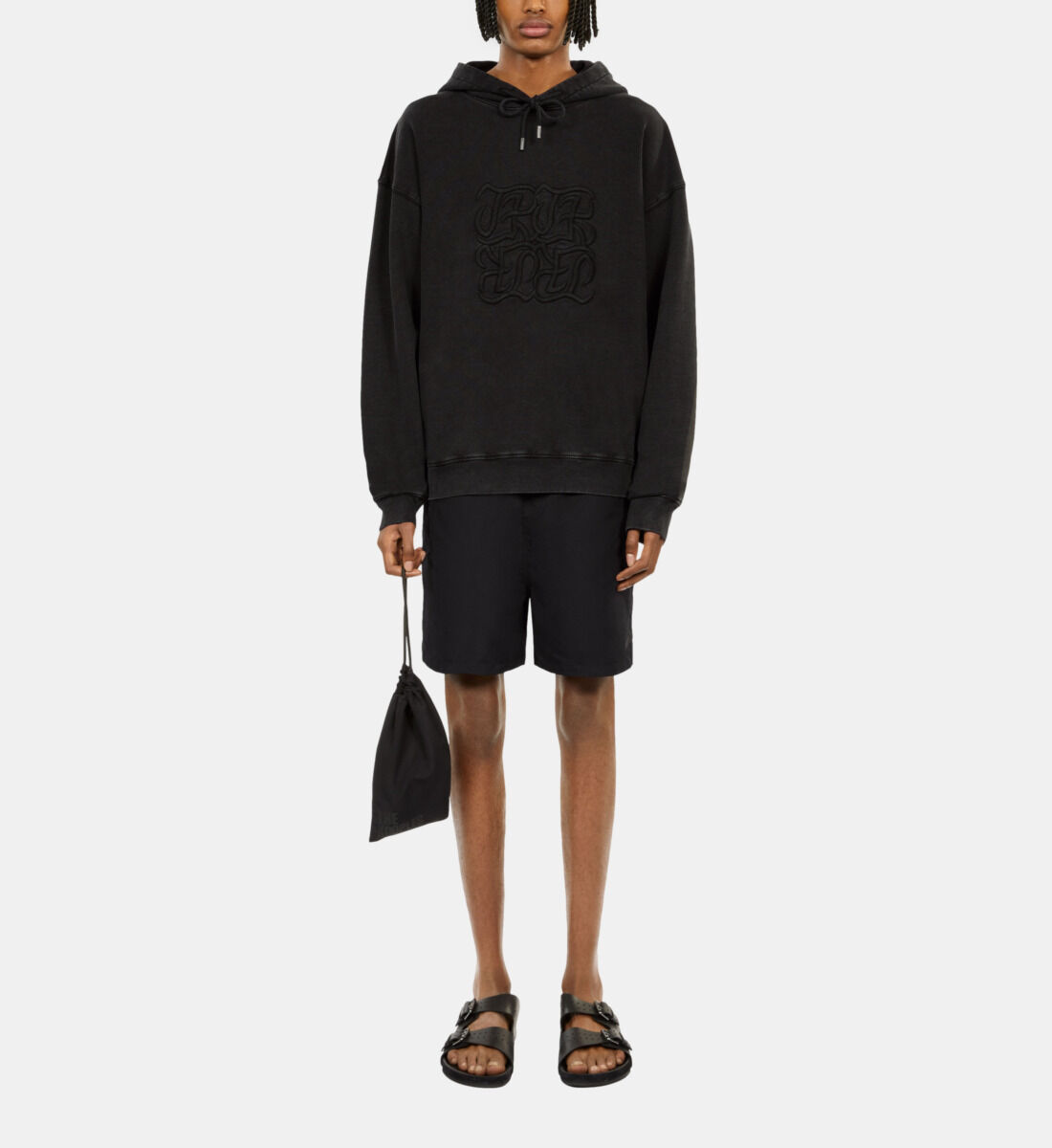 Black hoodie with logo embroidery